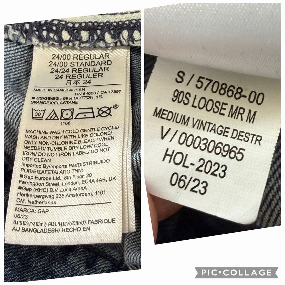 GAP '90s Loose Mid Rise Distressed Ripped Raw Hem Jeans Light Wash Women's 24 00 - Picture 15 of 15